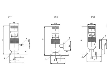 Вакуумный натекатель игольчатый ручной.GW-J4(1,2) Фланцы KF16/T Артикул IRV-Р004-016
